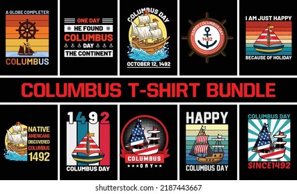 Columbus day t-shirt design illustration 