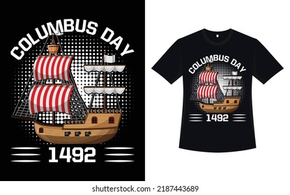 Columbus day t-shirt design illustration 