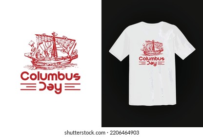 Columbus day, Columbus day T-Shirt design template