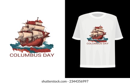 Diseño de camisetas del día de Colón. Archivo vector.