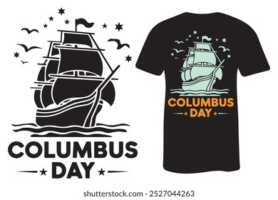 Columbus Day typography t-shirt design Illustration