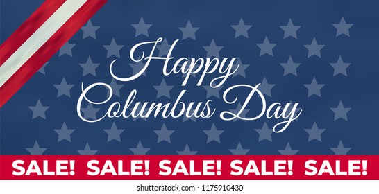 Columbus Day United States national holiday with Columbus ship. Happy Columbus Day vector illustration