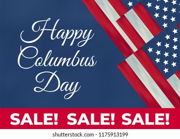 Columbus Day United States national holiday with Columbus ship. Happy Columbus Day vector illustration