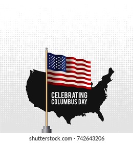 Columbus Day usa map and flag