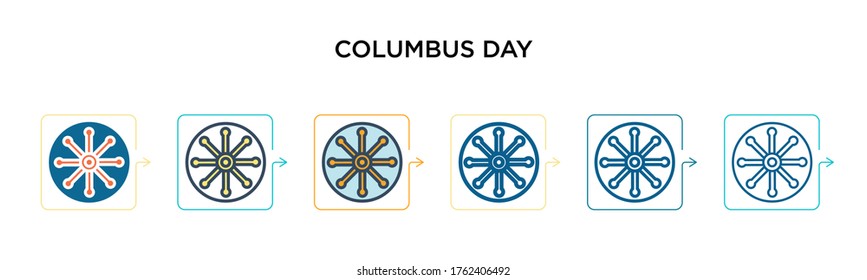 Columbus day vector icon in 6 different modern styles. Black, two colored columbus day icons designed in filled, outline, line and stroke style. Vector illustration can be used for web, mobile, ui