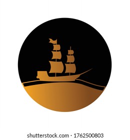 Columbus day vector illustration logo with gold black