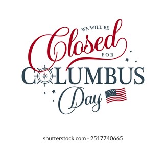 Columbus Tag, werden wir geschlossen Karte oder Hintergrund. Vektorgrafik.