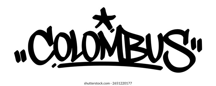 Columbus graffiti tag in bold black lettering on transparent background. Simple bold look great for creative urban projects and contemporary visual designs