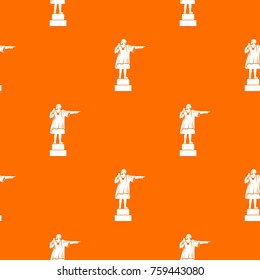 Columbus monument pattern repeat seamless in orange color for any design. Vector geometric illustration