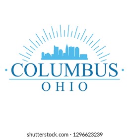 Columbus Ohio. Banner Design. City Skyline. Silhouette Vector. Famous Monuments.