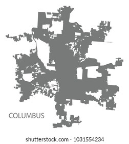 Columbus Ohio city map grey illustration silhouette