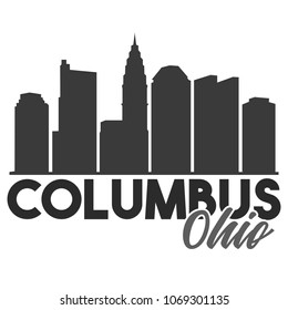 Columbus Ohio Skyline Souvenir Travel Vector Art Design Tourism