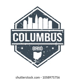 Columbus Ohio Travel Stamp Icon Skyline City Design Badge.