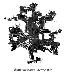 Columbus, Ohio, United States, high resolution vector map with city boundaries, and editable paths. The city map was drawn with white areas and lines for main roads, side roads and watercourses.