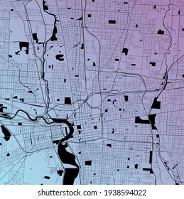 Columbus, Ohio, United States (USA) - Urban Vector City Map With Parks, Rail And Roads, Highways, Minimalist Town Plan Design Poster, City Center, Downtown, Transit Network, Street Blueprint