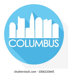 Columbus Ohio USA Flat Icon Skyline Silhouette Design City Vector Art Famous Buildings.