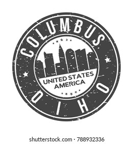 Columbus Ohio USA Stamp. Logo Icon Symbol Design Skyline City Vector.
