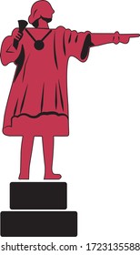 Columbus sculpture vector icon flat style on transparent background