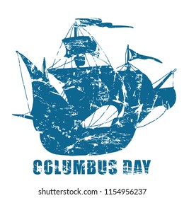 Columbus ship hand draw by ink made for Columbus day. Vector illustration.