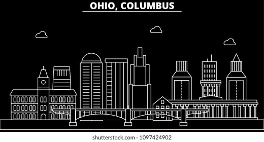 Columbus silhouette skyline. USA - Columbus vector city, american linear architecture, buildings. Columbus travel illustration, outline landmarks. USA flat icon, american line banner