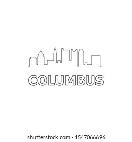 Columbus skyline and landmarks silhouette black vector icon. Columbus panorama. United States of America. USA