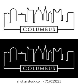 Columbus skyline. Linear style. Editable vector file.