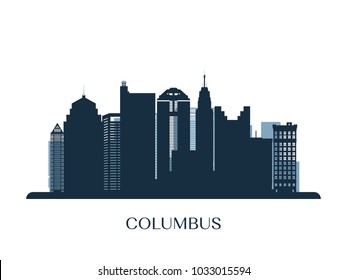 Columbus skyline, monochrome silhouette. Vector illustration.