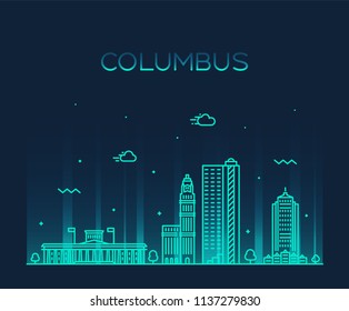 Columbus skyline, Ohio, USA. Trendy vector illustration, linear style