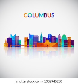 Columbus skyline silhouette in colorful geometric style. Symbol for your design. Vector illustration.