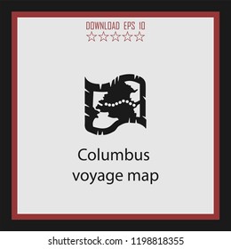 Columbus voyage map  vector icon