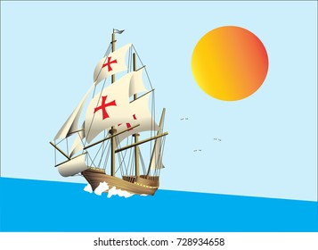 The Columbus's ship (vector)