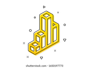 Column 3d graph sign. Diagram chart icon. Market analytics symbol. Yellow circles pattern. Classic 3d chart icon. Geometric elements. Vector