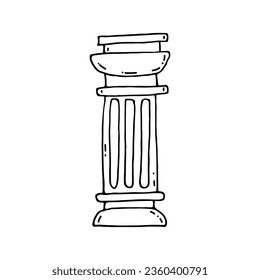 Column of ancient Greek architecture. Antique classical column. Doodle. Vector illustration. Hand drawn. Outline.