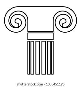Column ancient style Antique classical column architecture element Pillar Greek roman column icon black color outline vector illustration flat style simple image