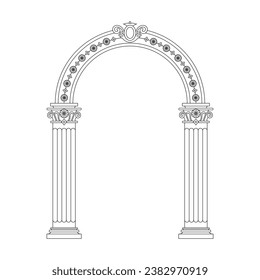 Column arch pillar frame roman greek antique line art