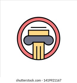 Column, Architecture, Building, Decoration, Greek  Flat Color Icon. Vector icon banner Template