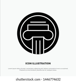 Column, Architecture, Building, Decoration, Greek Solid Black Glyph Icon