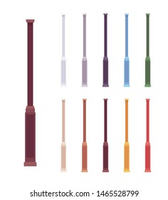 Column baluster pillar set. Architectural vertical blocks, interior, exterior facade element, creative bars. Vector flat style cartoon illustration isolated on white background, different vivid colors