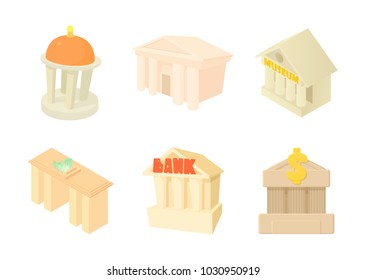 Column building icon set. Cartoon set of column building vector icons for web design isolated on white background