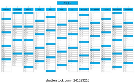 Column calendar for year 2015