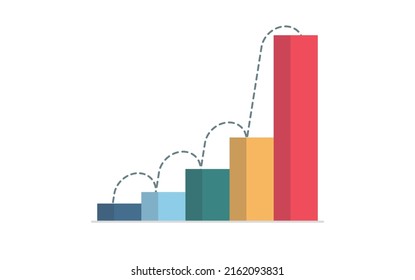 Column chart and business finance statistic analyzing graph concept flat vector illustration.