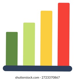 Column chart color icon. Presentation statistic symbol