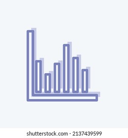 Column Chart Icon In Trendy Two Tone Style Isolated On Soft Blue Background