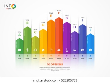 Column Chart Infographic Template With 10 Options.