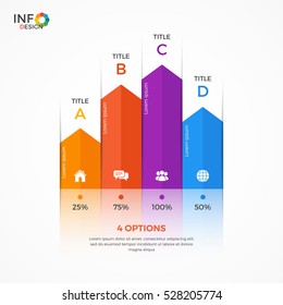 Column Chart Infographic Template With 4 Options. 