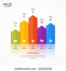 Column chart infographic template with 5 options. 