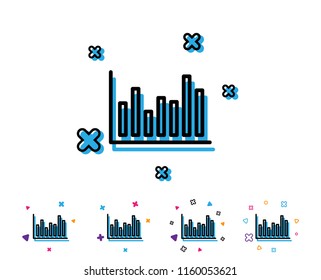 Column chart line icon. Financial graph sign. Stock exchange symbol. Business investment. Line icon with geometric elements. Bright colourful design. Vector