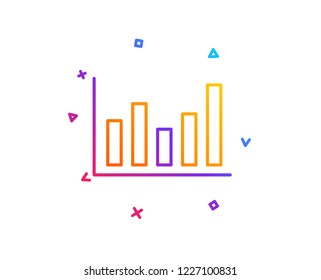 Column chart line icon. Financial graph sign. Stock exchange symbol. Business investment. Gradient line button. Column chart icon design. Colorful geometric shapes. Vector