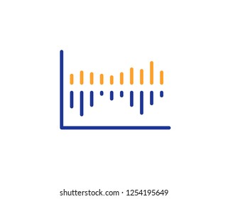 Column chart line icon. Financial graph sign. Stock exchange symbol. Business investment. Colorful outline concept. Blue and orange thin line color icon. Column diagram Vector