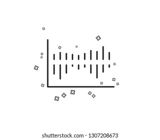Column chart line icon. Financial graph sign. Stock exchange symbol. Business investment. Geometric shapes. Random cross elements. Linear Column diagram icon design. Vector